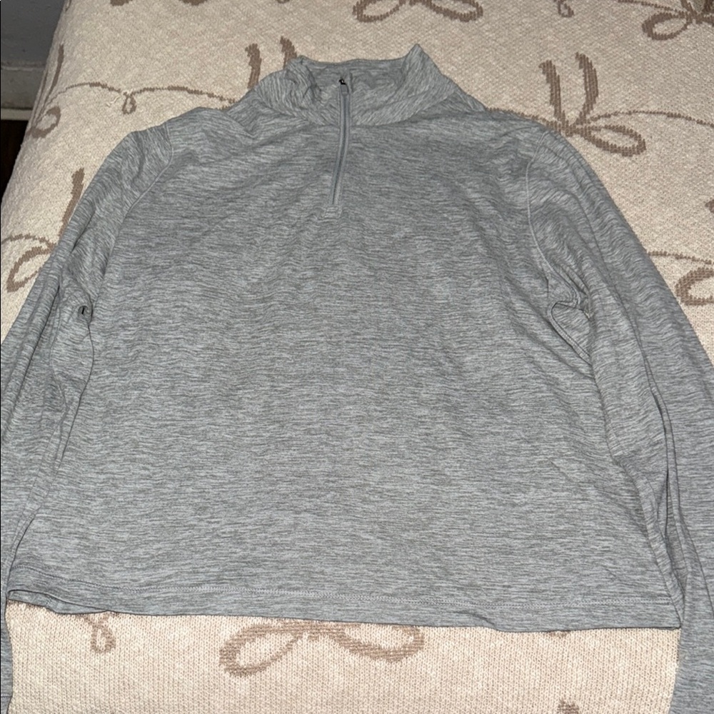 Women Gray Quarter-Zip Sweater